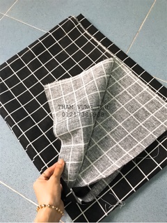 Thảm vãn canvas caro [đen]