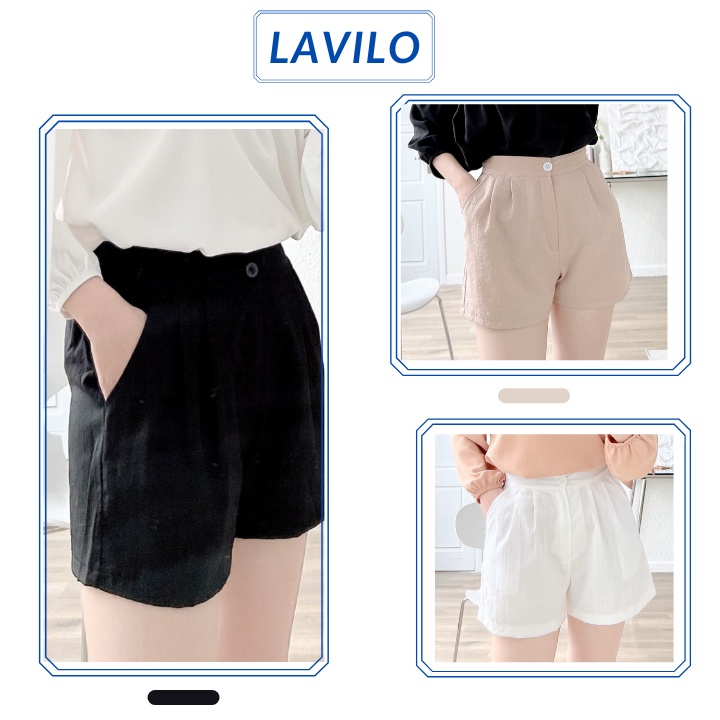 Quần đùi nữ short đũi ống rộng lưng cao mặc nhà bigsize thể thao LAVILO QD01 | BigBuy360 - bigbuy360.vn