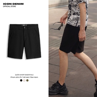 Quần Short Kaki Nam Dáng Slim-fit Trơn ICON DENIM Essentials QS100049