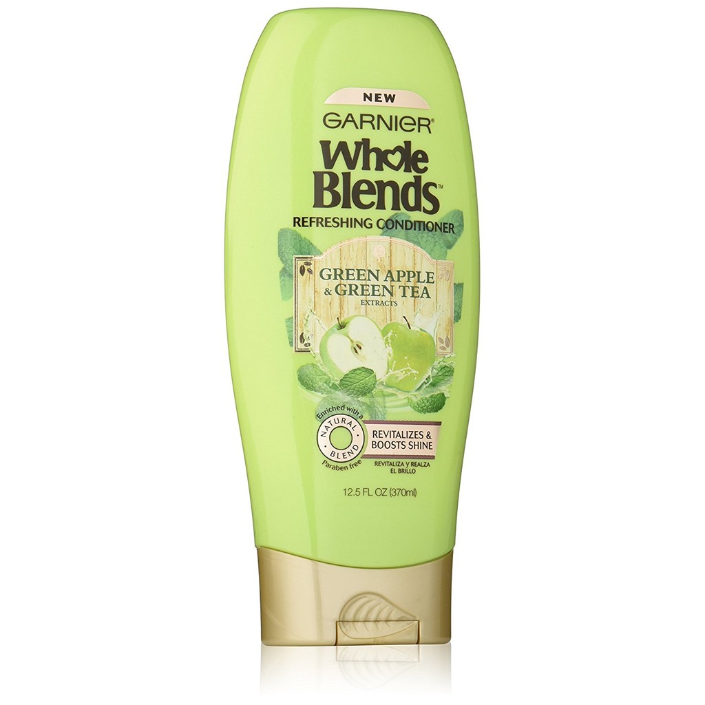 Dầu xả chiết xuất trà xanh &amp; táo Garnier Whole Blends Refreshing Conditioner 370ml (Mỹ)