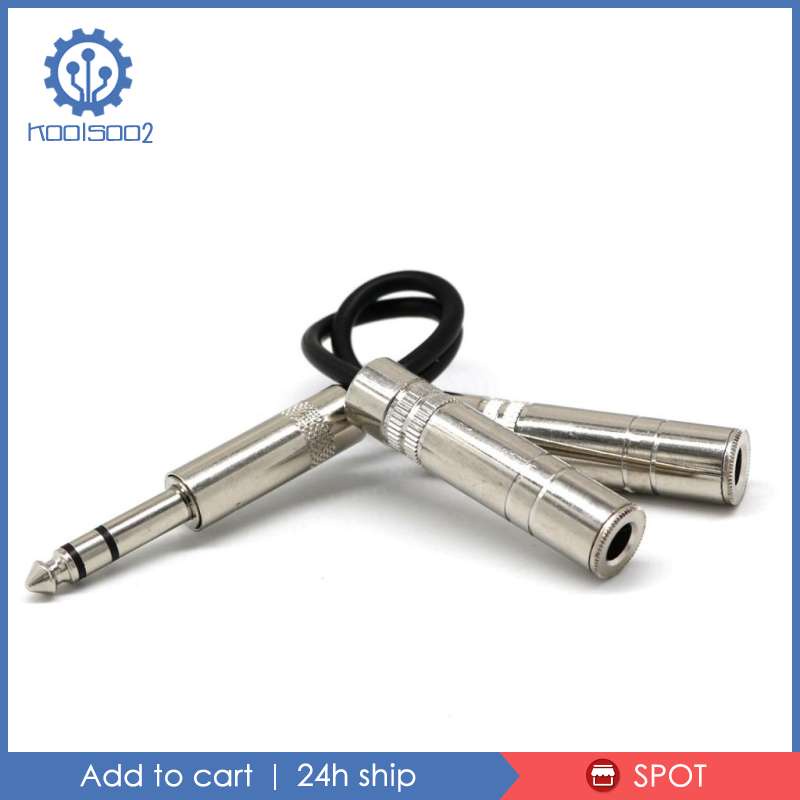 6.35mm Stereo Plug / Male to Dual 1/4'' 6.35mm Jack /Female Splitter Adapter