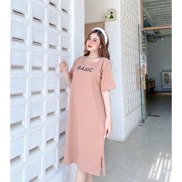 Đầm THUN THÁI form rộng-xẻ tà