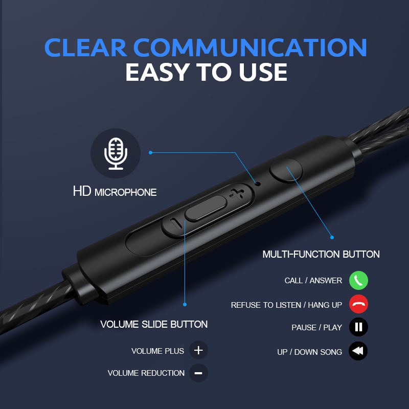 Tai Nghe Nhét Tai Kim Loại Loại c 3.5mm Chống Nước Có Mic