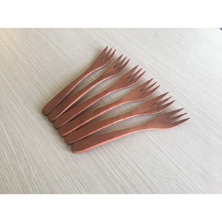 Dĩa gỗ Nhãn nhỏ màu nâu nhạt 3 chấu(Bộ 6 chiếc) 15cm-DG01