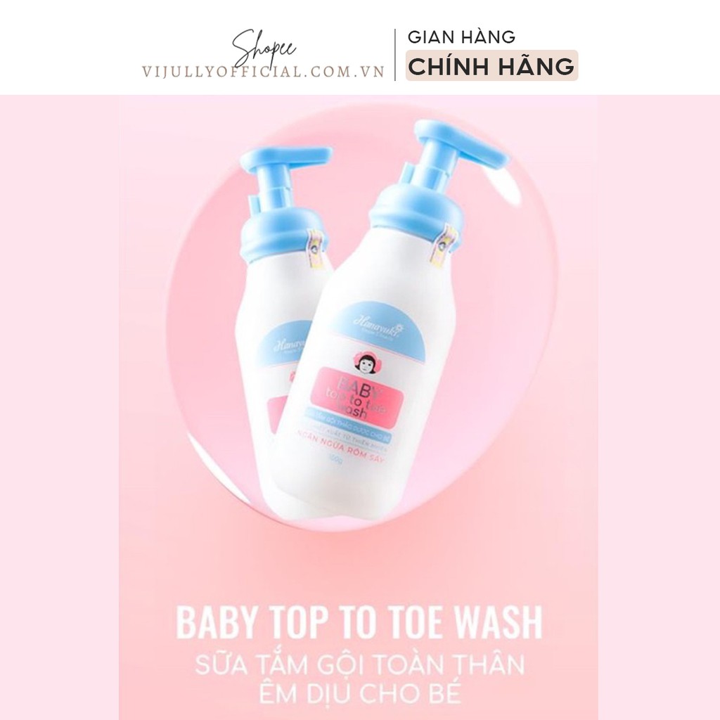 Sữa tắm gội thảo dược em bé Hanayuki Baby Top To Toe Wash ngừa rôm sẩy chính hãng 150gr