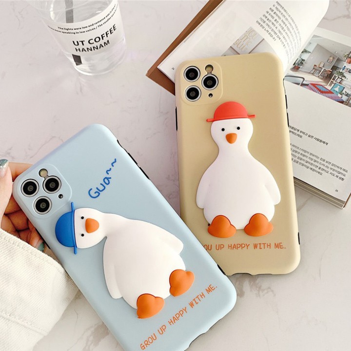 Ốp Lưng iPhone 7/8/7Plus/8Plus/X/XS/XSMax/11/11Pro/11ProMax Hình Vịt 3D - Mã TZAC274