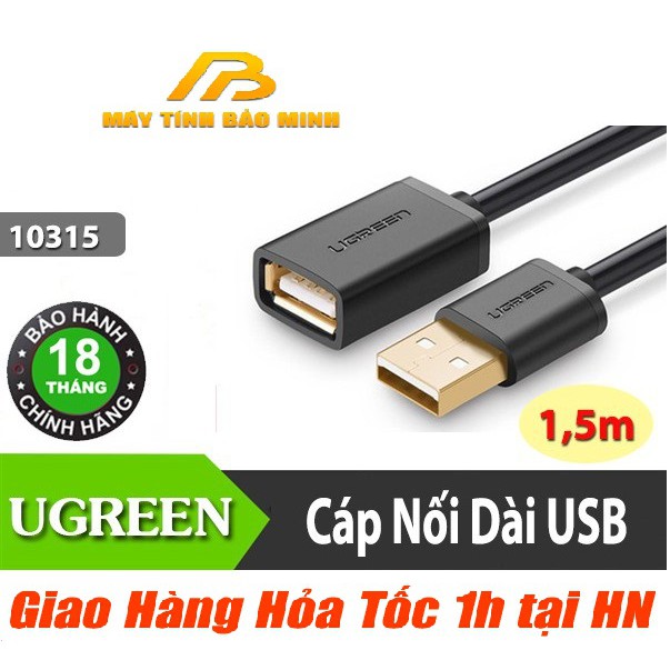 Dây Nối Dài USB 1.5m cao cấp UGREEN 10315 - Hàng Chính Hãng