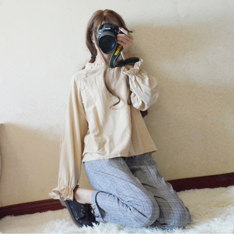 Áo Sơ Mi Cổ 3p Cúc Chéo Tay Bèo Thô Đũi Siêu Xinh Freesize<60kg - A.091 | BigBuy360 - bigbuy360.vn