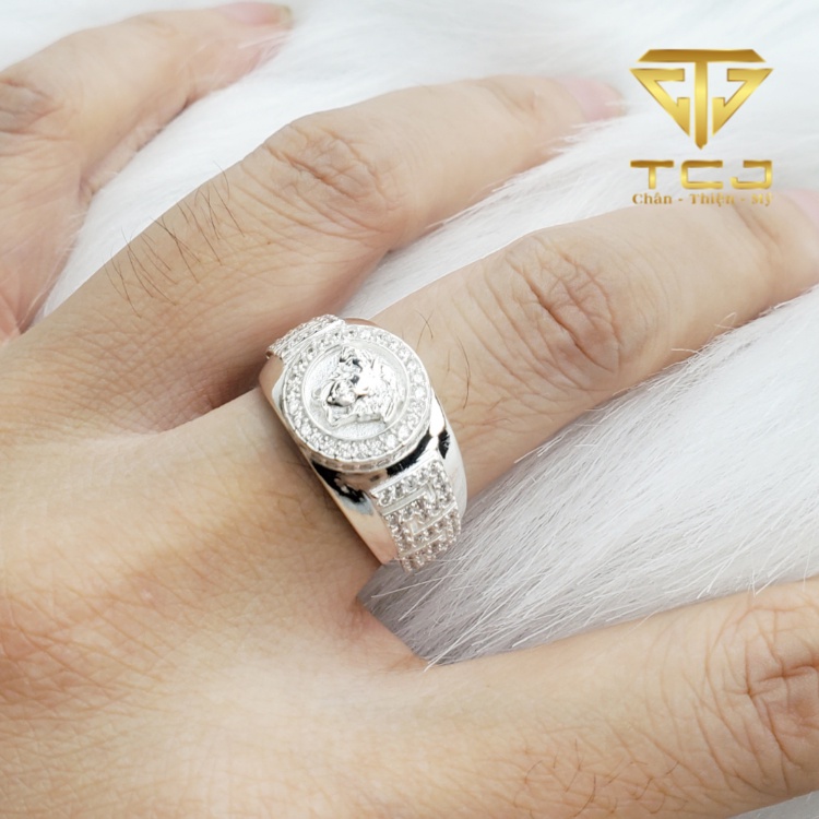 Nhẫn nam Bạc Ý thiết kế 3D lịch lãm nam tính RM0193 Trang sức Toàn Cầu TCJ