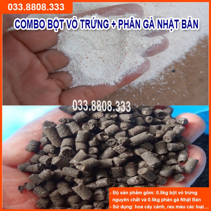 Combo 500gram Phân Gà Nhật &amp; 500gram Bột Vỏ Trứng Gà  Đã Qua Xử Lý Giúp Cải Tạo Đất