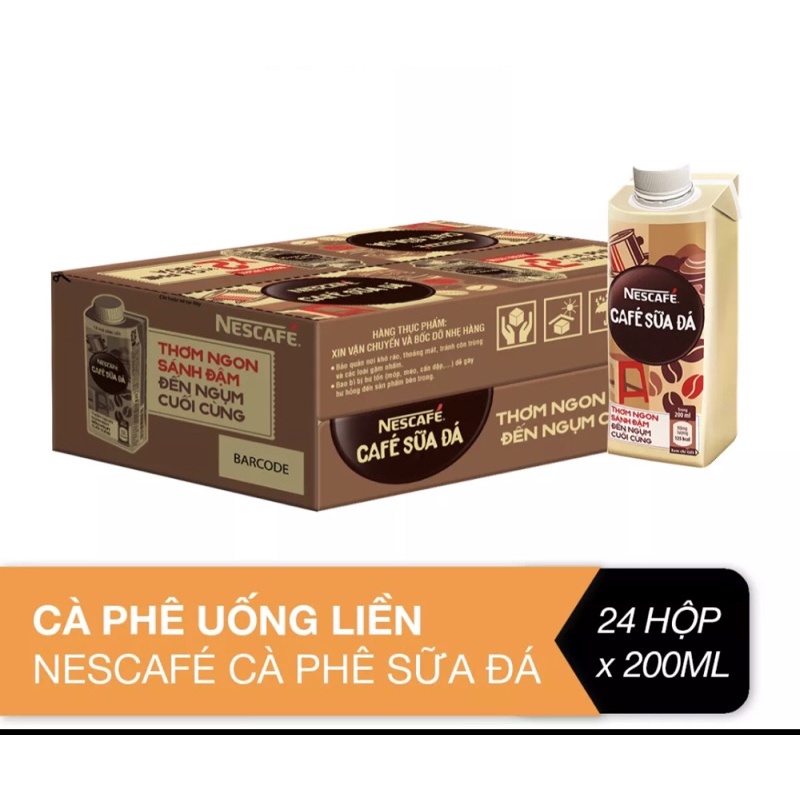 THÙNG 24hộp cà phê uống liền NESCAFE cà phê sữa đá 200ml