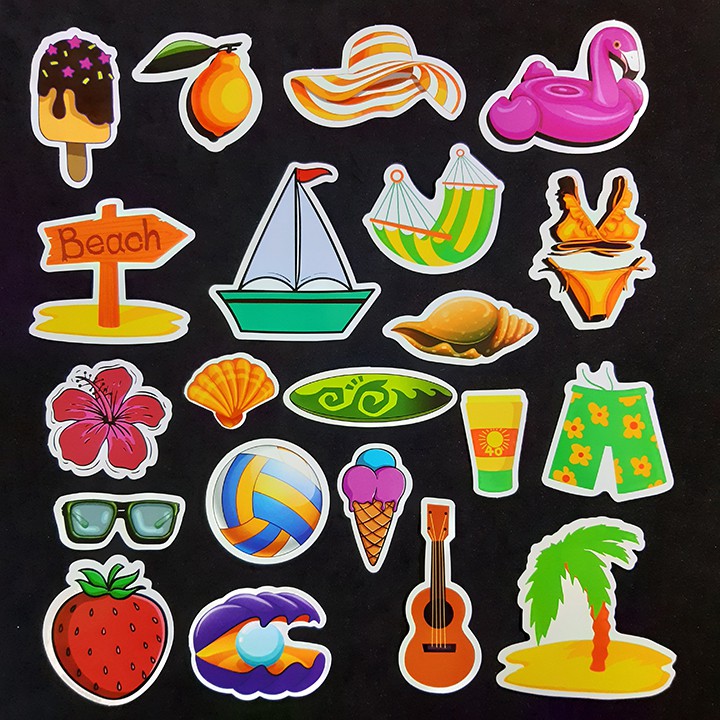 Bộ Sticker dán cao cấp chủ đề SUMMER - Dùng dán Xe, dán mũ bảo hiểm, dán Laptop...