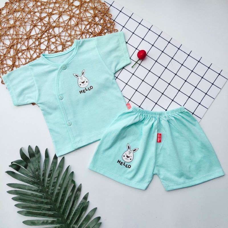 Bộ quần áo sơ sinh cộc tay Hello 100% cotton cho bé