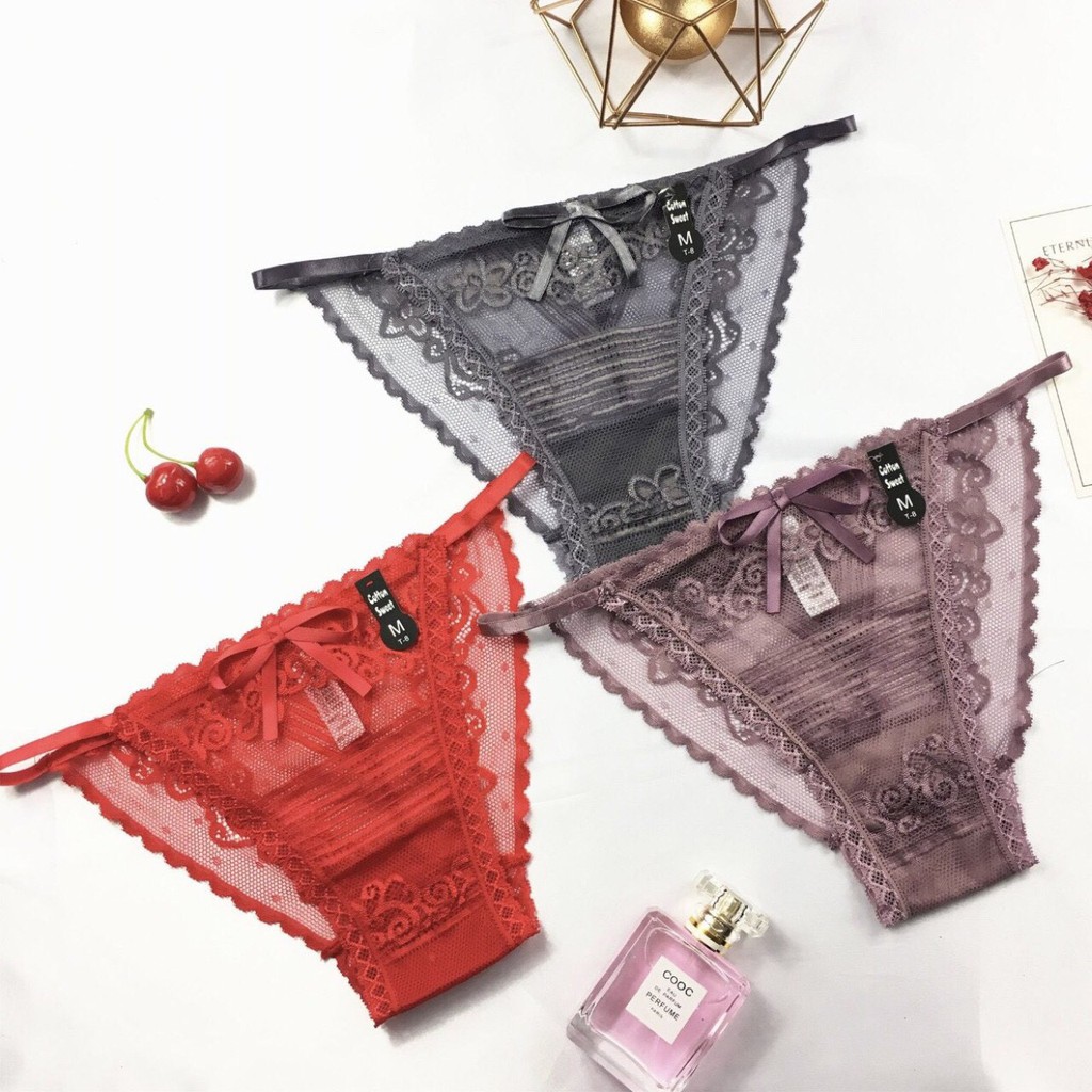 Quần lót ren nữ nửa mông đính nơ quyến rũ cao cấp YiOn Underwear QR04