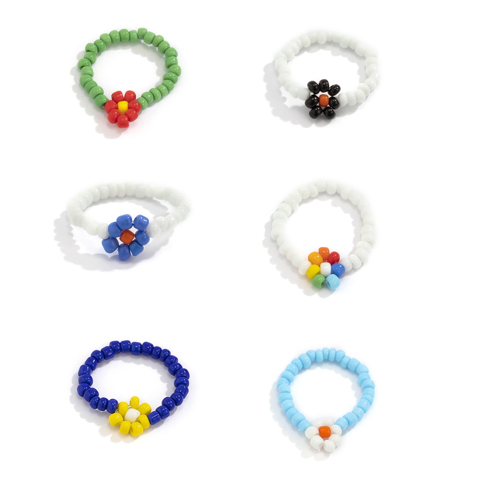 Nhẫn hình hoa nhiều màu sắc co giãn chống thấm nước thời trang Hàn Quốc dành cho nữ