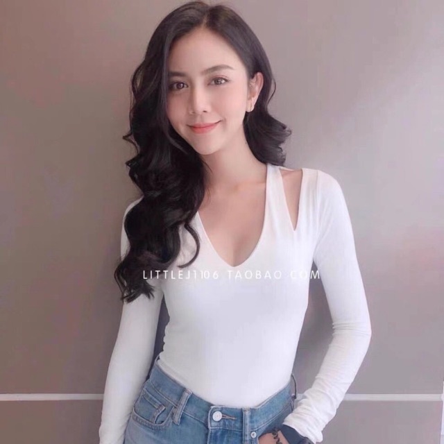 Áo thun khoét dài tay hàng đẹp Hanna