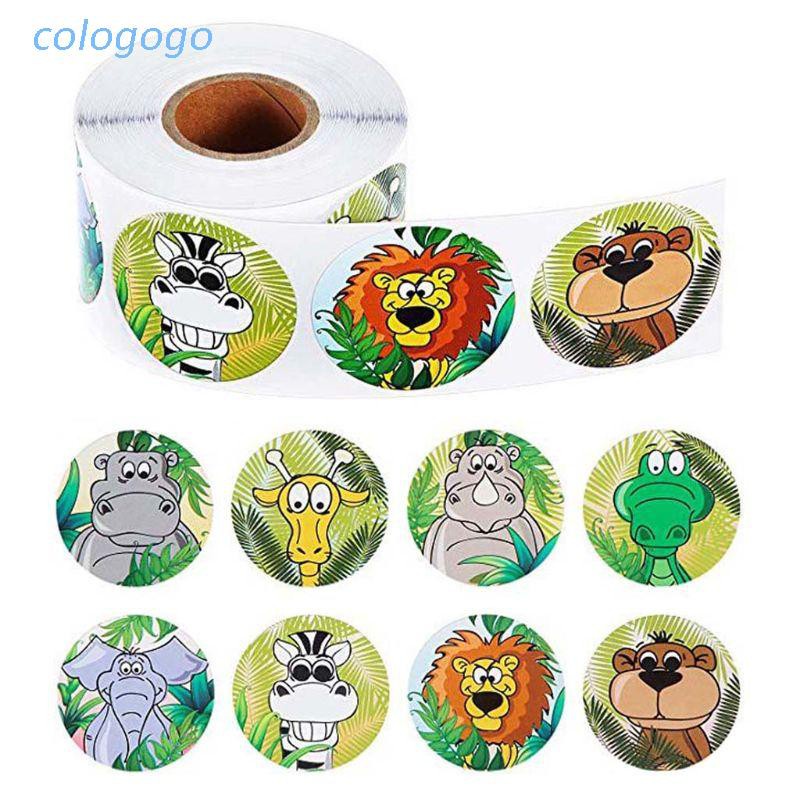 COLO  500pcs/roll Cute Animal Zoo Reward Stickers Labels Scrapbooking Kids Notebook