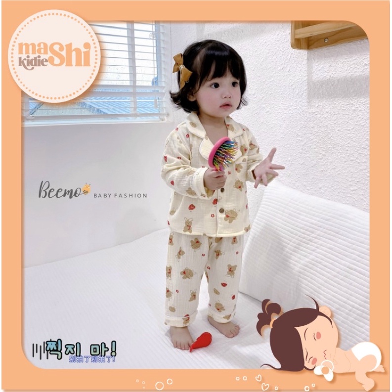 [9-25kg.Beemo Baby Fashion]Bộ quần áo pijama cao cấp unisex vải xô muslin