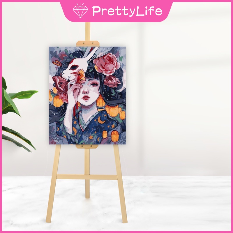 Bộ Tranh Sơn Dầu 40x50cm Tự Làm Hình Cô Gái Dễ Thương Dùng Để Trang Trí Nhà Tiện Dụng + Phụ Kiện