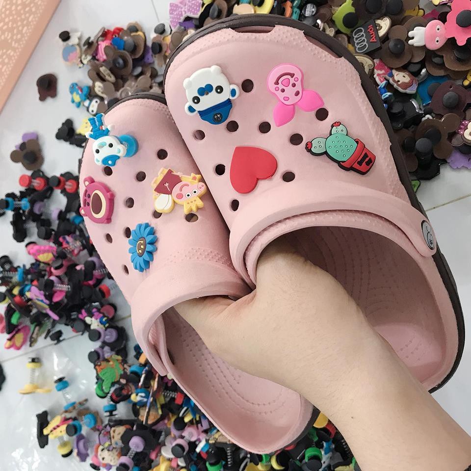Dép sục Cross nữ, croos màu hồng full size 35 đến 44, tặng sticker gài dép kèm hộp