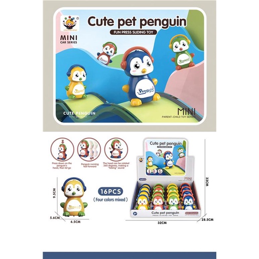 Xe nhấn chạy tự động dễ thương hình thú cá heo rùa con chim cánh cụt ốc sên xe taxi ô tô hoa quả