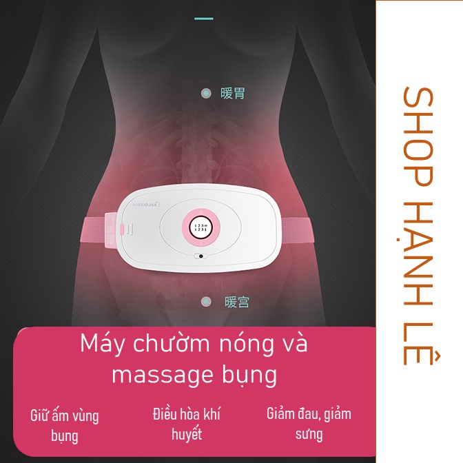 Máy massage bụng tích hợp chườm nóng kèm đai đeo giúp lưu thông khí huyết, giảm đau bụng kinh, làm ấm vùng