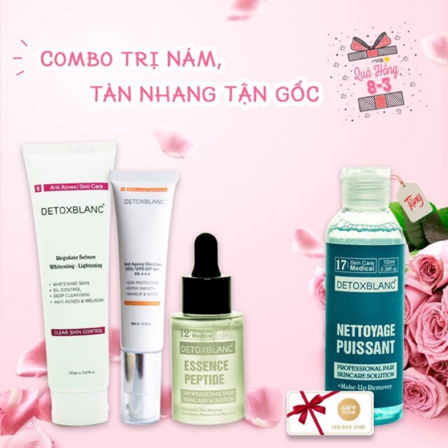 Combo trị nám / tàn nhang tận gốc detox blanc