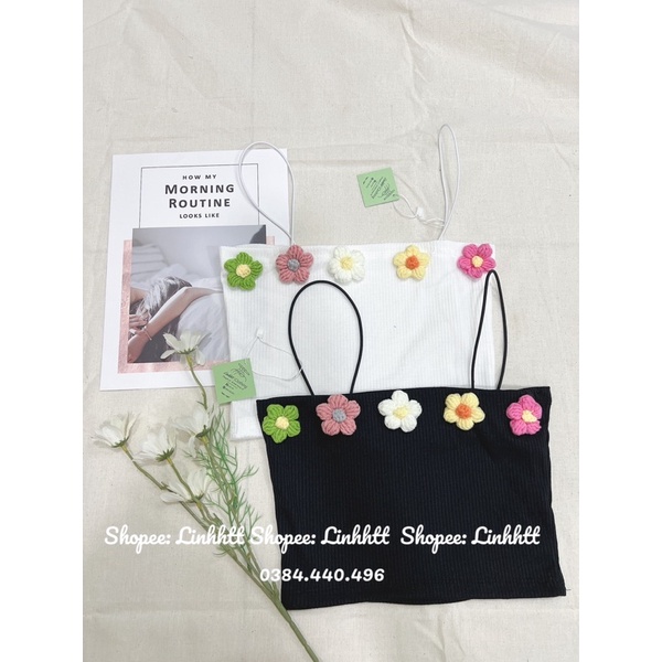 ÁO 2 DÂY GÂN ĐÍNH BÔNG LEN ULZZANG