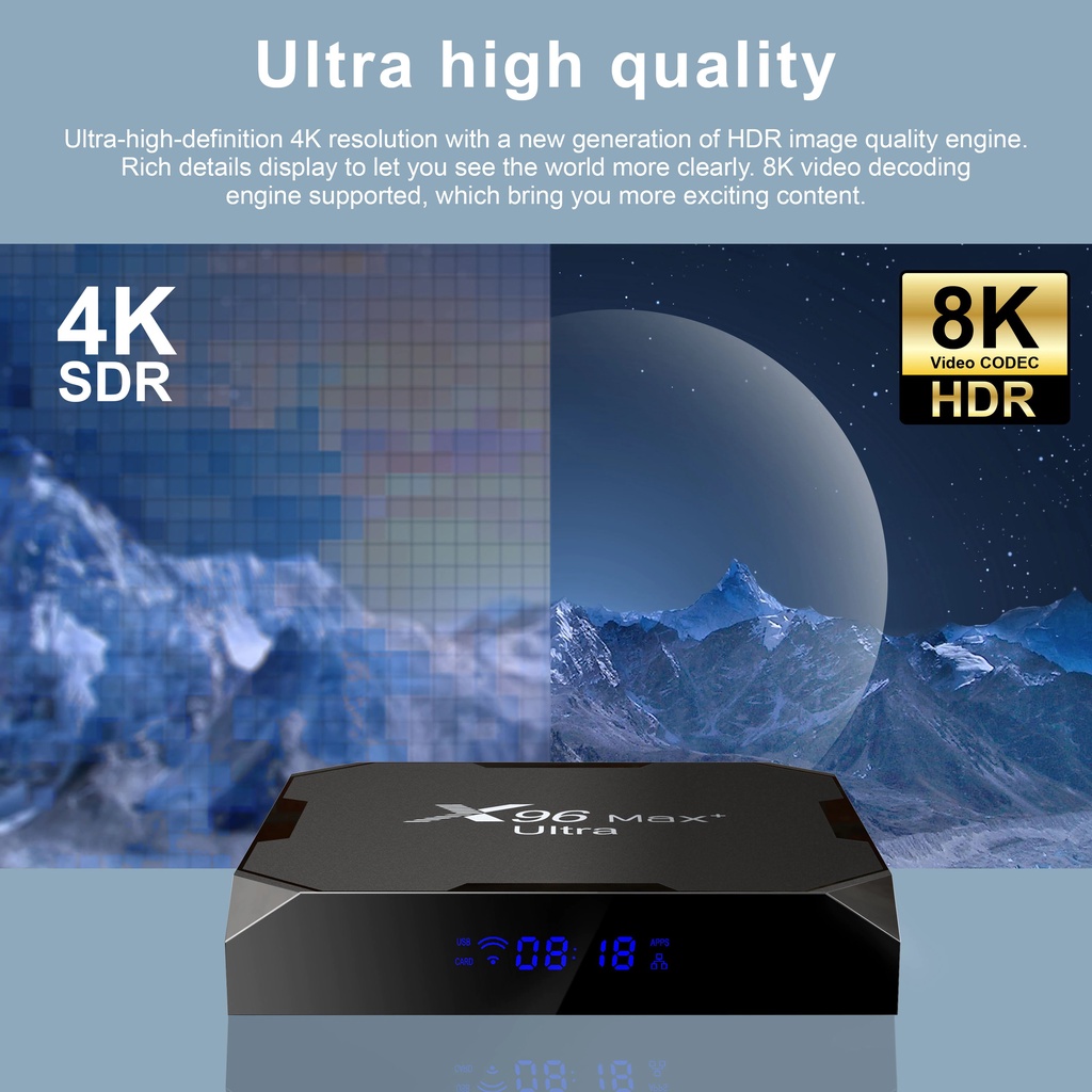ANDROID TV X96 MAX + ULTRA 4GB RAM 32G ROM WIFI KÉP ANDROID 11 CÓ BLUETOOTH CÀI SẴN ỨNG DỤNG XEM PHIM HD VÀ TRUYỀN HÌNH