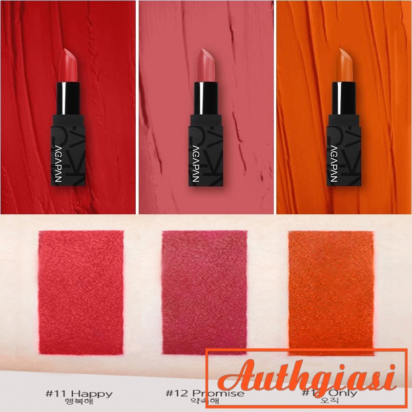 Son thỏi lì Agapan Pit A Pat Matte Lipstick mịn môi, lên màu tuyệt đẹp đủ màu 01-13 [Có Bill]