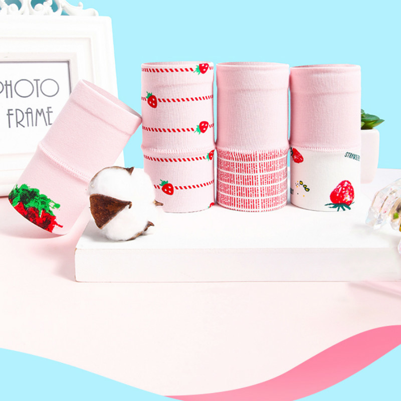 Quần lót cotton không đường may hình trái dâu ngọt ngào lưng cao cho nữ Levao