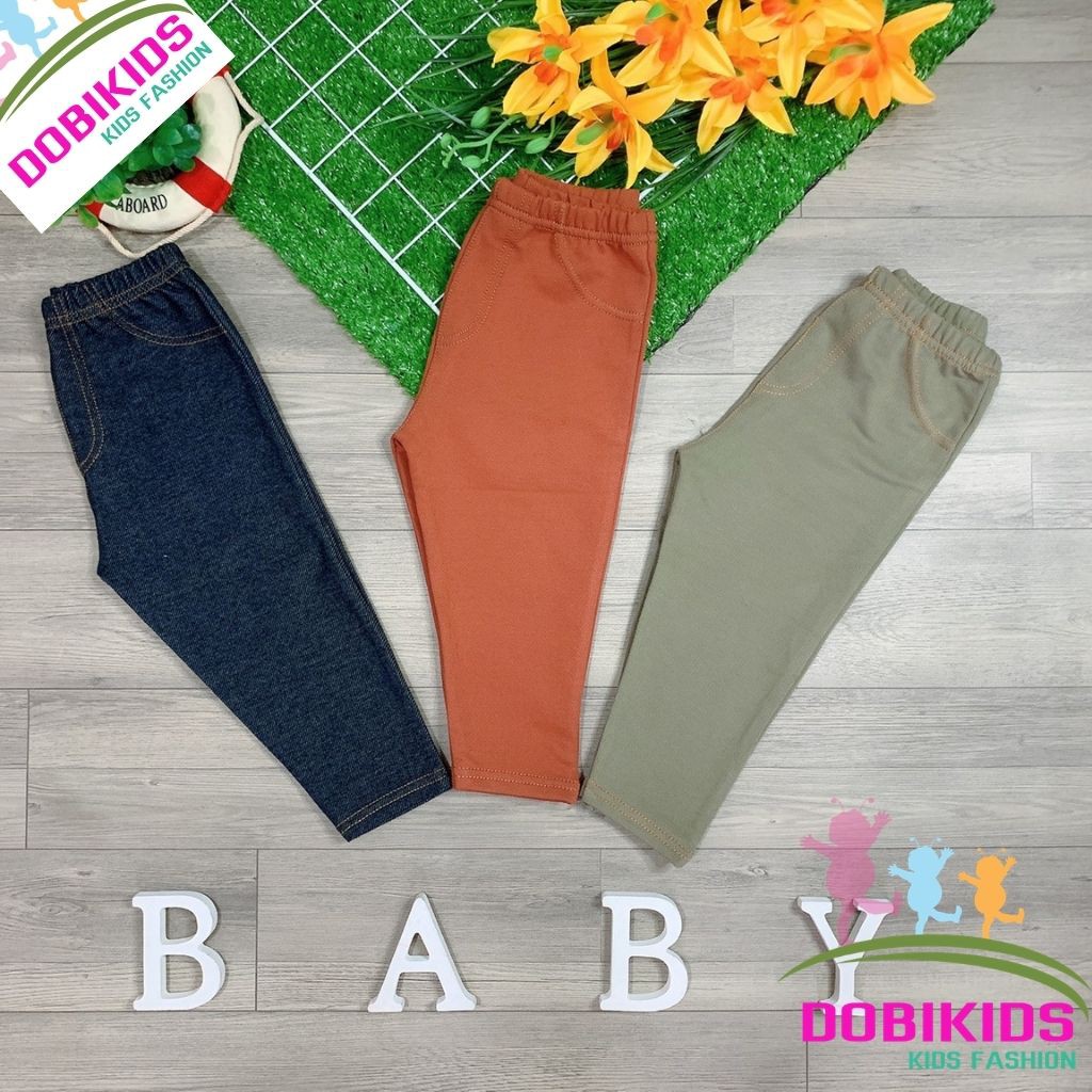 Quần legging giả jean cho bé gái/bé trai co giãn size 10-28kg