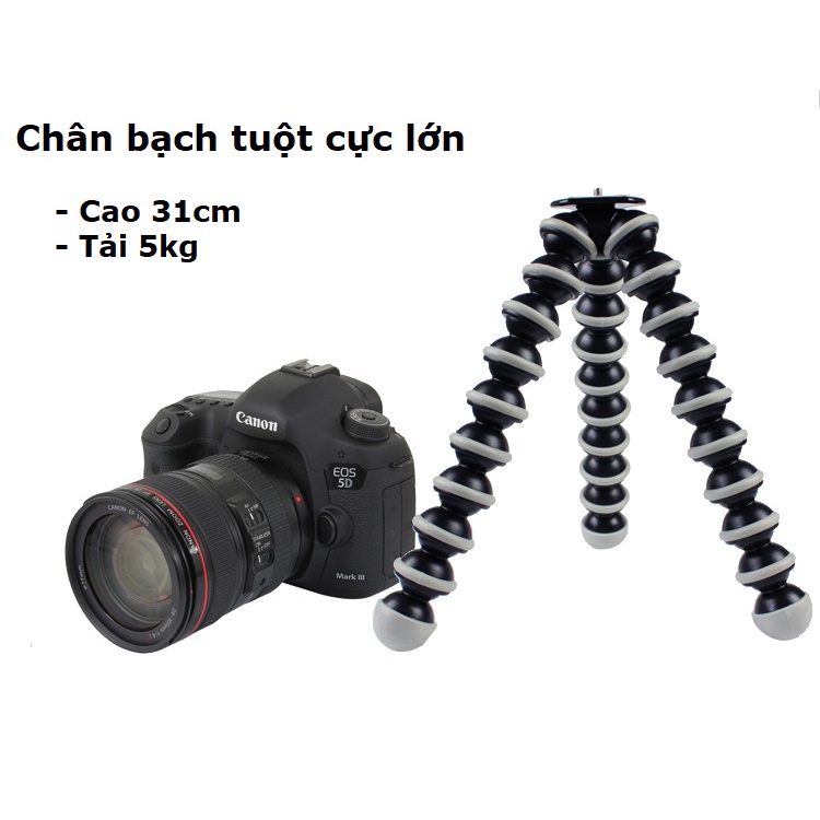 Chân máy ảnh tripod bạch tuộc loại lớn( kèm đỡ ballhead + kẹp điện thoại)