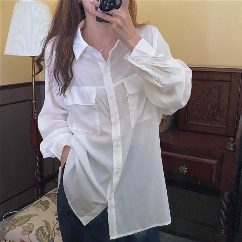 Áo Thun Nữ Cổ Tròn Dài Tay Màu Trơn Đơn Giản 36888