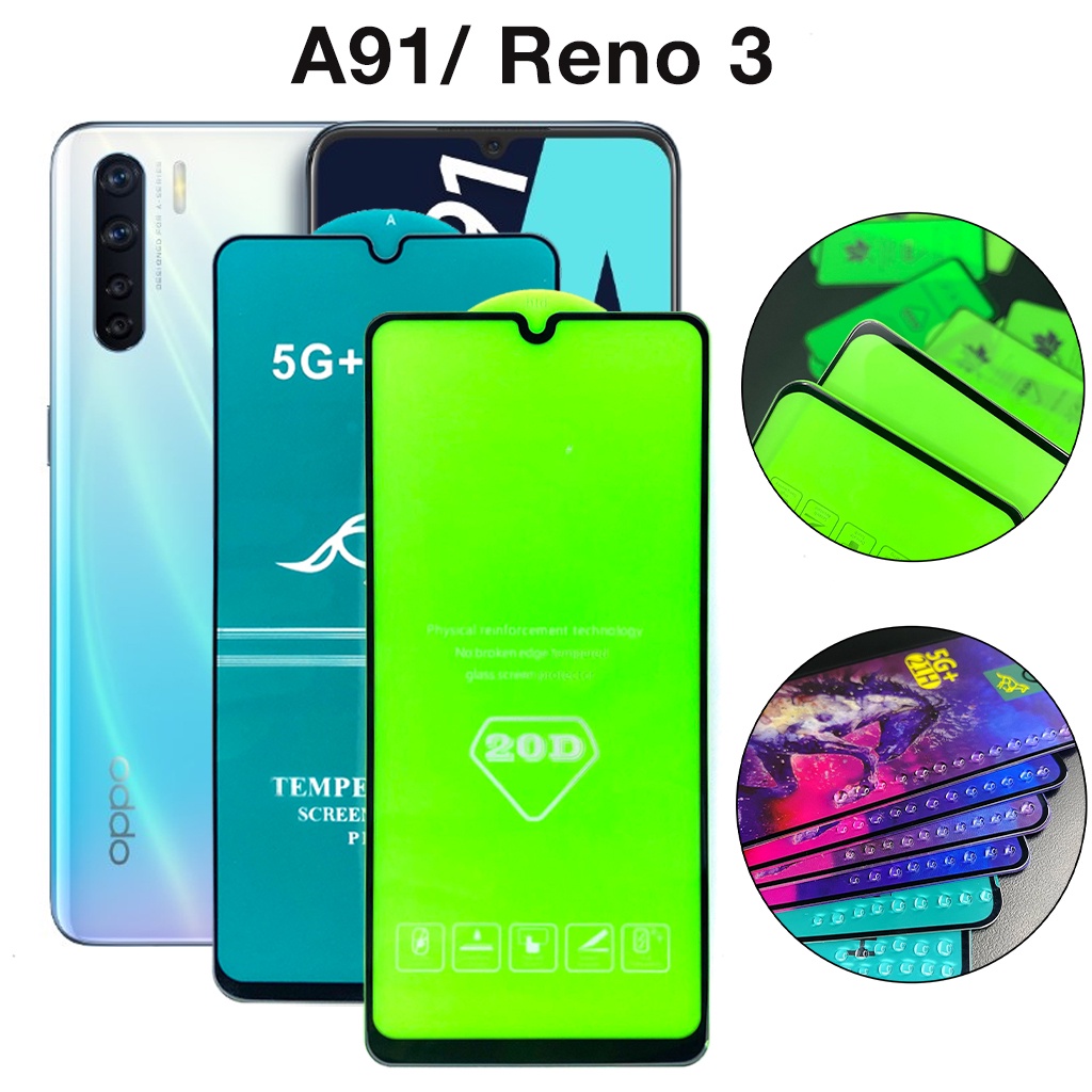 Kính Cường Lực Oppo A91 Reno 3 F15 Full Màn cao cấp chống rơi vỡ cảm ứng mượt mà tặng kèm khăn lau màn hình