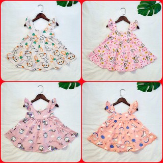 ĐẦM BÉ GÁI, VÁY BÉ GÁI 2 DÂY CÁNH TIÊN XÒE TẦNG CHO BÉ SIZE TỪ 1 - 4 TUỔI V582