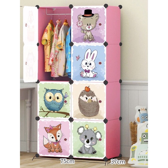 (MẪU MỚI) TỦ NHỰA GHÉP ĐA NĂNG 8Ô SÂU 47CM HÌNH HOẠT HÌNH SIÊU DỄ THƯƠNG