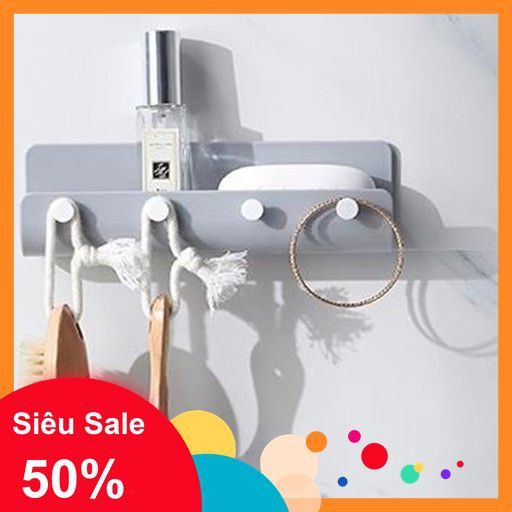 [GHD][FREESHIP] KỆ DÁN TƯỜNG 4 MÓC (8336, LM) [SỈ]