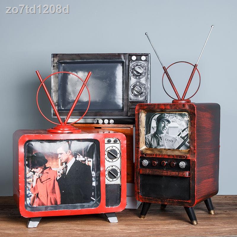 ♝☞Retro hoài cổ kiểu cũ đen trắng mô hình TV quầy bar cửa hàng quần áo hiển thị sổ trưng bày đạo cụ trang trí đ