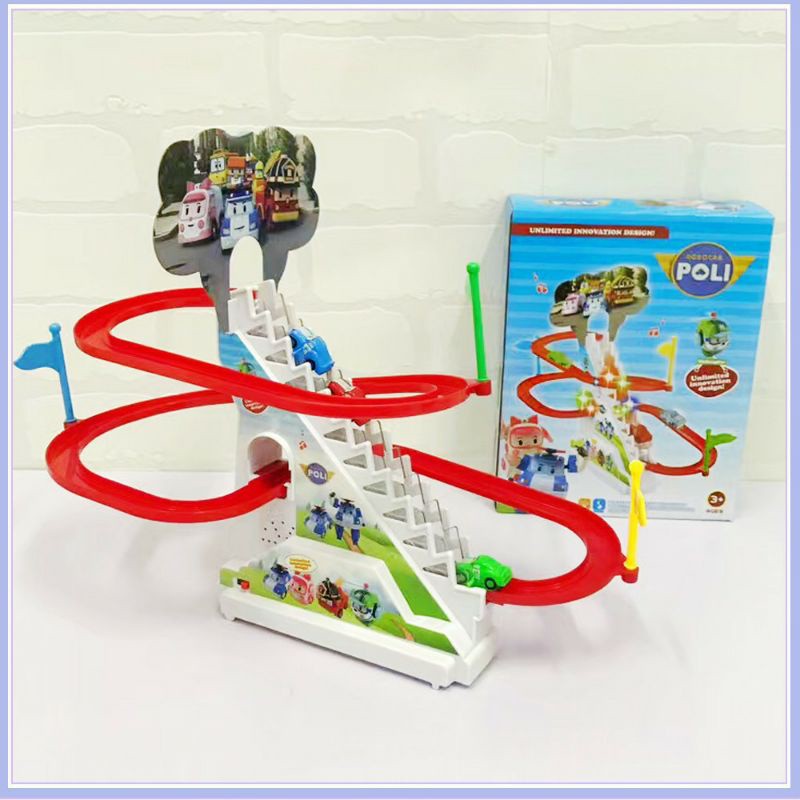 Bộ Đồ Chơi Heo Peppa leo cầu thang, cầu trượt có đèn có nhạc cho bé