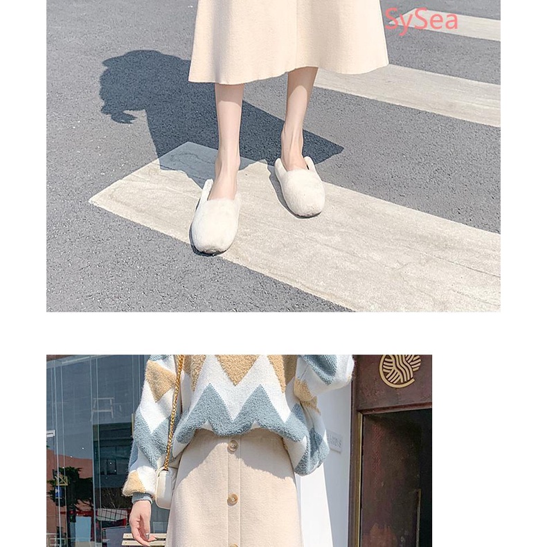 Chân Váy Len Dày Lưng Cao Thời Trang Mùa Đông Dành Cho Nữ