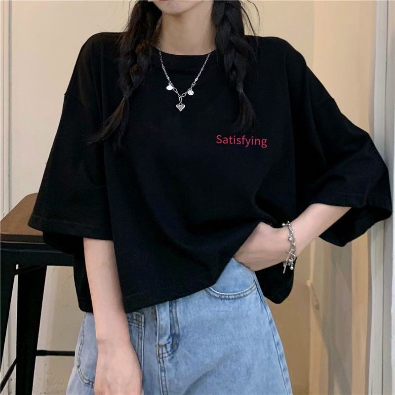 Áo Thun Cotton Ngắn Tay Dáng Rộng Thời Trang Mùa Hè Hàn Quốc Dành Cho Nữ