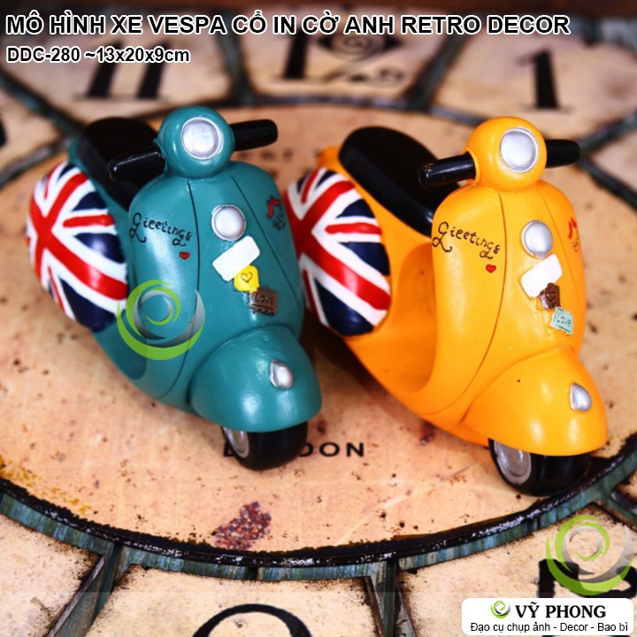 MÔ HÌNH XE VESPA CỔ IN CỜ ANH RETRO VINTAGE DECOR TRANG TRÍ CHỤP HÌNH ĐẠO CỤ CHỤP ẢNH SẢN PHẨM INS DDC-280