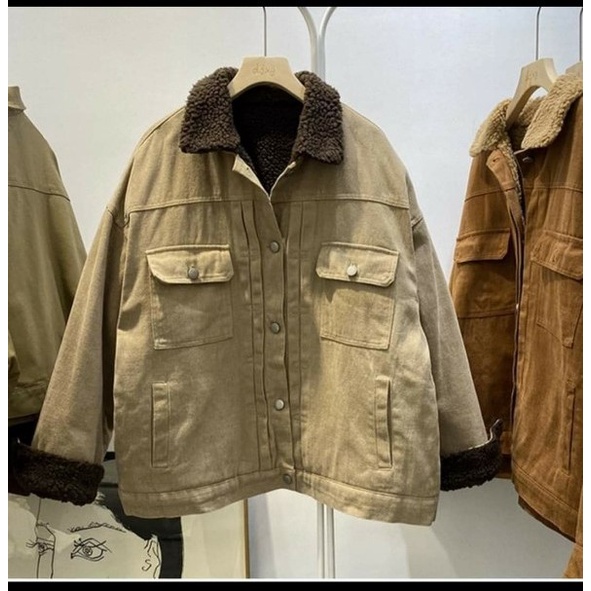 Áo Kaki Lót Lông Cừu Áo Đại Hàn Siêu Ấm Mùa Đông