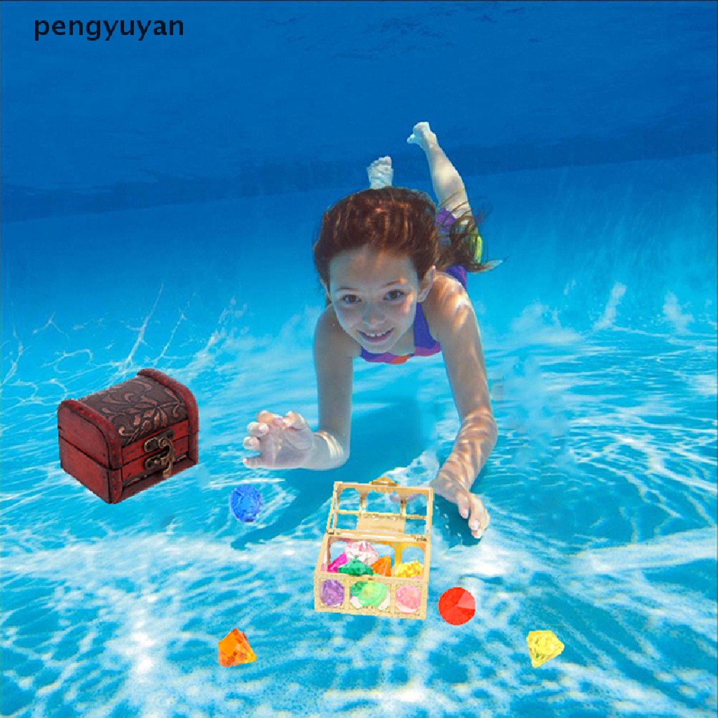 Đồ Chơi Bể bơi Lặn 10 Viên Đá Kim Cương Lớn Nhiều Màu Sắc Kèm Hộp Kho Báu