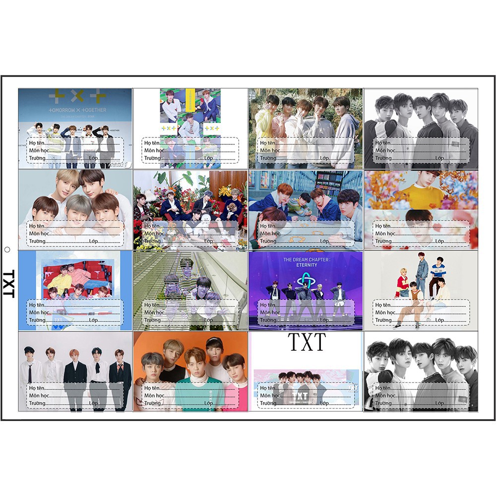 Nhãn Vở TXT set 16 chiếc NVX31