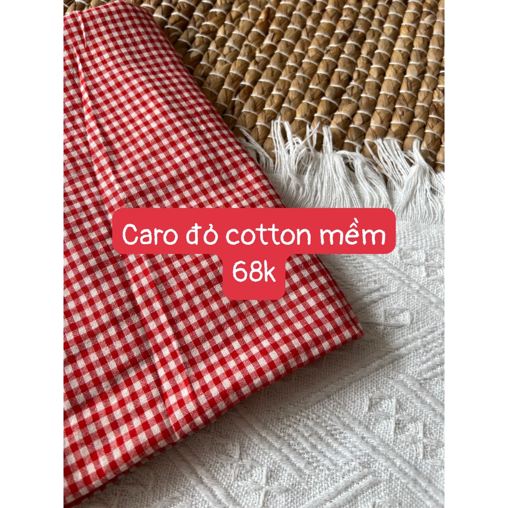 Vải Cotton Nhà Vải Linen Họa Tiết Caro Đỏ Mềm Êm Đẹp Dễ Ứng Dụng May Mặc Phong Cách Thời Trang