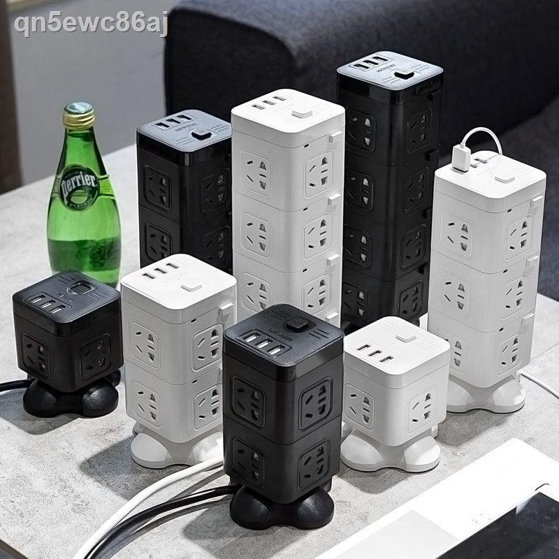 (Mới về)๑✲Dải điện dọc với ổ cắm đa năng usb Rubik s Cube loại tháp gia đình thông minh chức cáp Bảng đấu dây