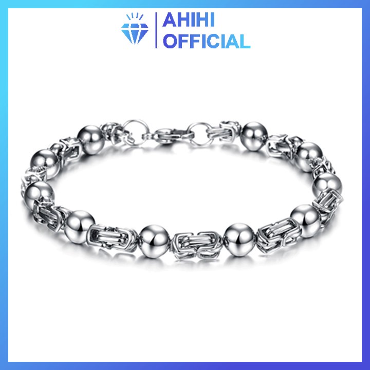 Lắc tay xoắn inox nam cao cấp đẹp sang trọng titan thép không gỉ kiểu ziczac bi cách điệu ahihi.official PTLTNA67