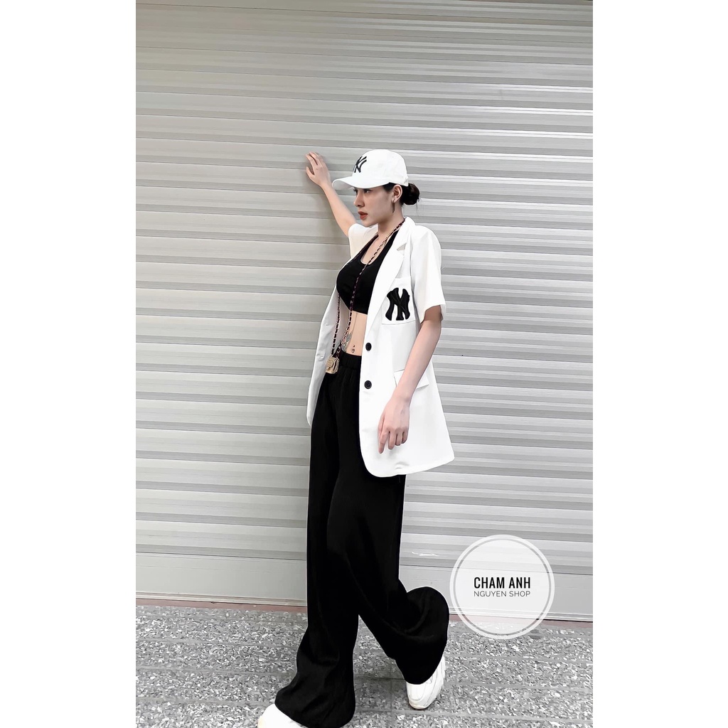 Áo khoác vest 2 màu trắng đen chữ N cực chất